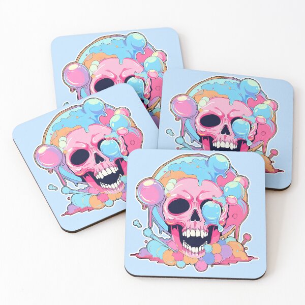Item preview, Colorful Bubblegum Skull Lollipop Pink and Blue Sweets Juicy Spooky Halloween designed and sold by BubbleBone.