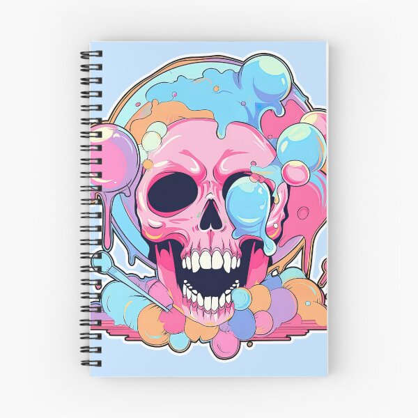 Artikelvorschau, Colorful Bubblegum Skull Lollipop Pink and Blue Sweets Juicy Spooky Halloween entworfen und verkauft von BubbleBone.