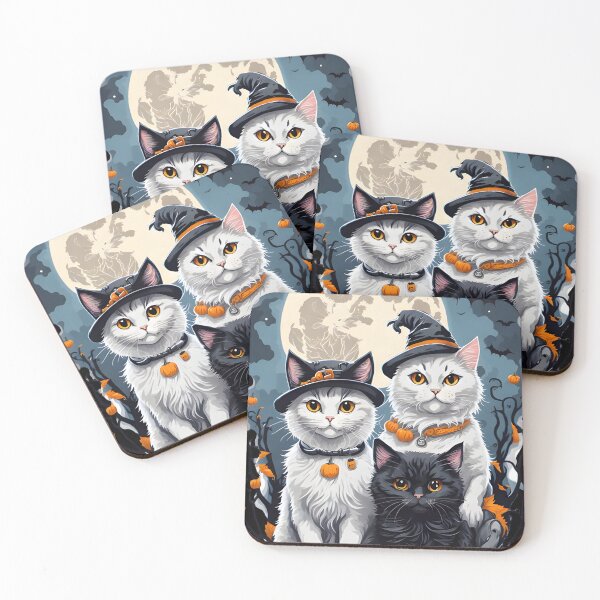 Item preview, "Harmonious Halloween: Cat Lovers Under the Big Full Moon with  Couple Cats" designed and sold by ratchawoot.