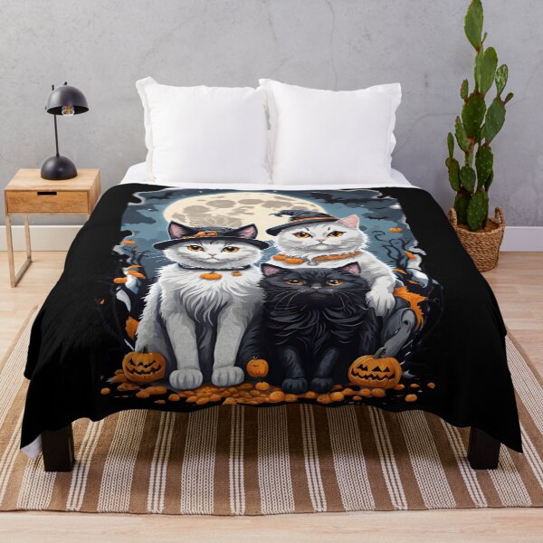Item preview, "Harmonious Halloween: Cat Lovers Under the Big Full Moon with Couple Cats" designed and sold by ratchawoot.