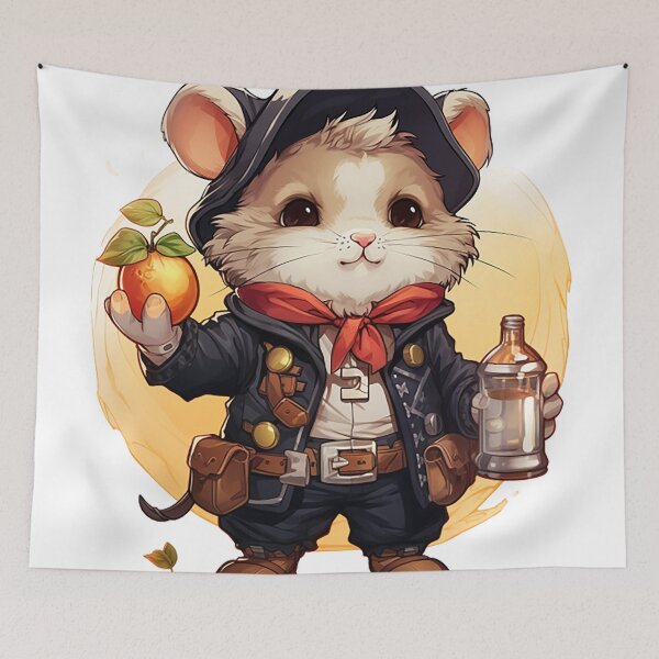 Item preview, Chibi Pirate Hamster: Spirited Nautical Adventure in Cider Sea Sticker designed and sold by PaintbrushPlace.