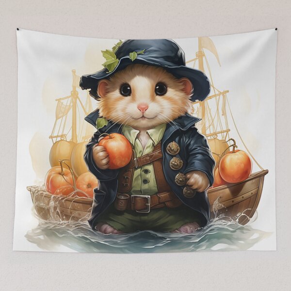 Item preview, Adorable Chibi Hamster Pirate: Navigating Cider Seas Sticker designed and sold by PaintbrushPlace.