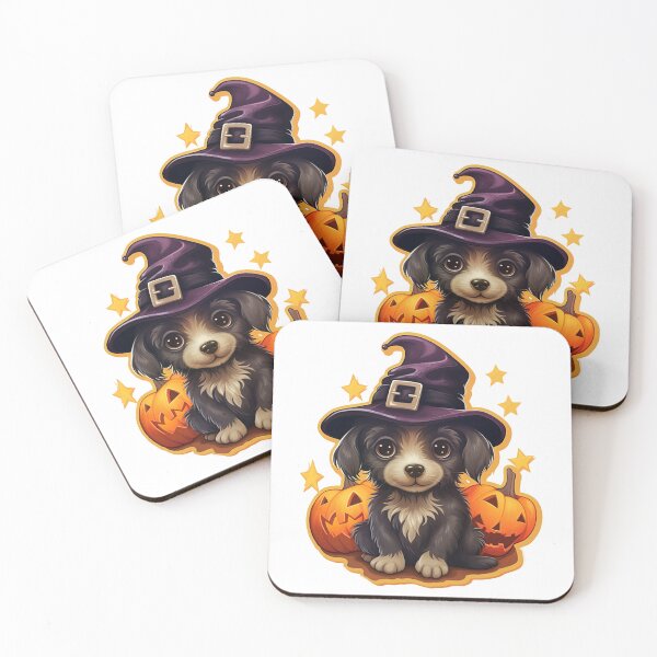 Item preview, Enchanting Witch Puppy: Magical Pumpkins & Candles Sticker designed and sold by PaintbrushPlace.