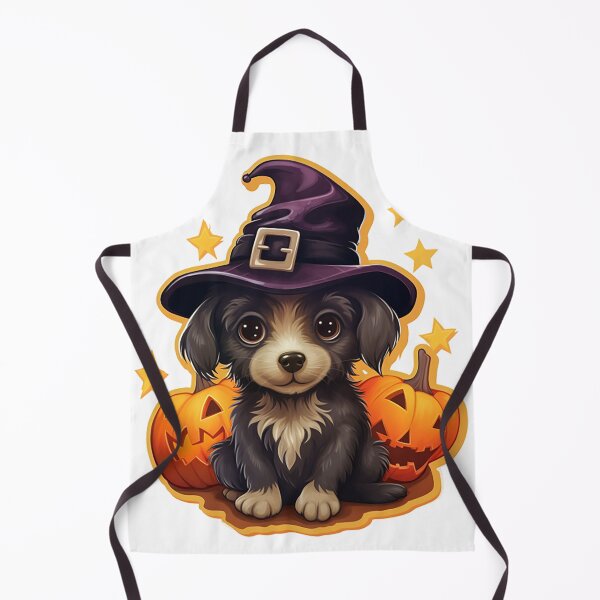 Item preview, Enchanting Witch Puppy: Magical Pumpkins & Candles Sticker designed and sold by PaintbrushPlace.