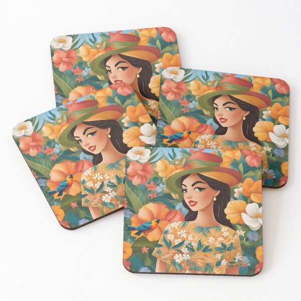 Item preview, A Girl with Floral Pattern Background Illustration designed and sold by Parallax Grafica.