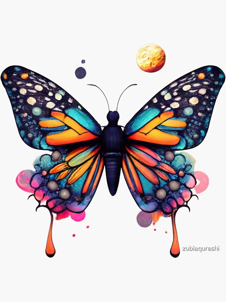 Thumbnail 3 of 3, Sticker, butterfly designed and sold by zubiaqureshi.