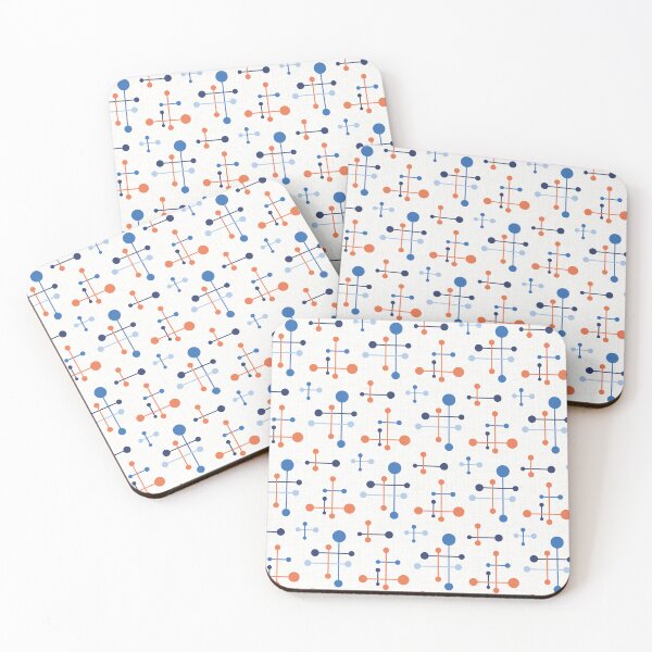 Item preview, Mid Century Atomic Age Pattern 36 Apricot, Blue designed and sold by trdstudio.