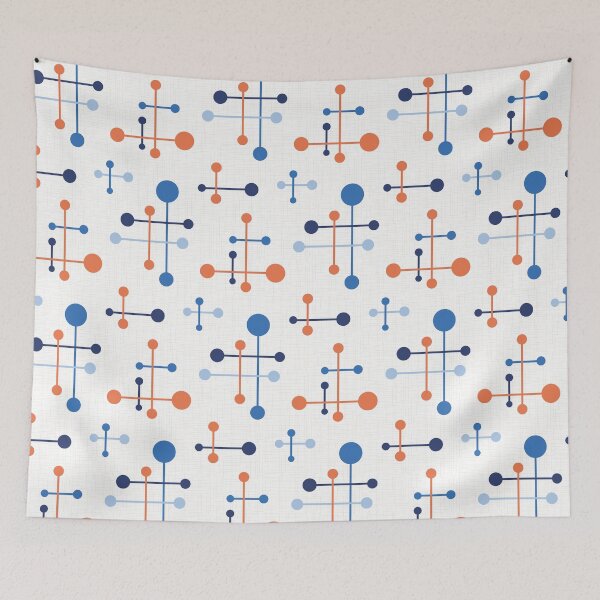 Item preview, Mid Century Atomic Age Pattern 36 Apricot, Blue designed and sold by trdstudio.