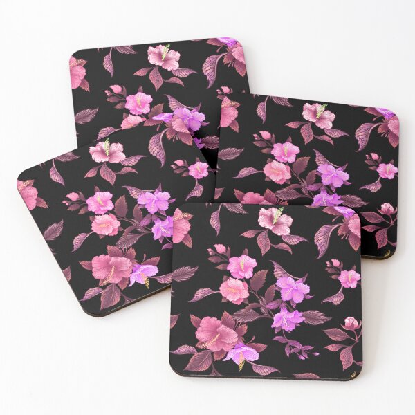 Item preview, Pink flowers on a black background, a chic pattern for textiles. designed and sold by PatternsAng23.