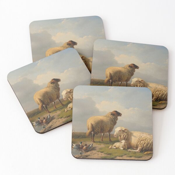 Item preview, Sheep Lamb and Ducks by a Pond by Eugène Joseph Verboeckhoven designed and sold by Amanda1775.