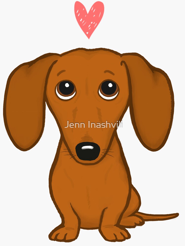 Cute Cartoon Dachshund with Heart by ShortCoffee