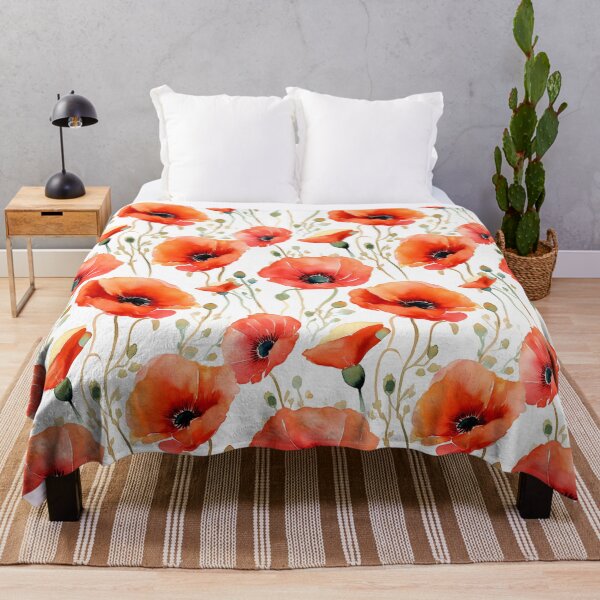 Item preview, Red Poppies Watercolor Pattern #1 designed and sold by NatureSight.