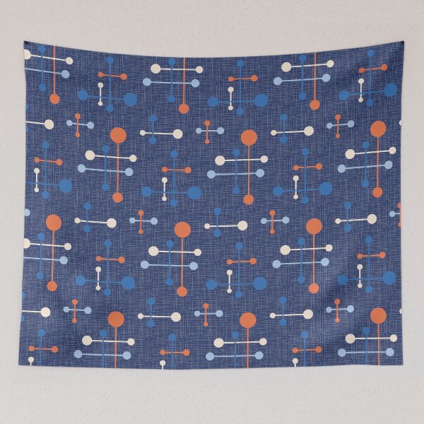 Item preview, Mid Century Atomic Age Pattern 36 Blue, Apricot designed and sold by trdstudio.