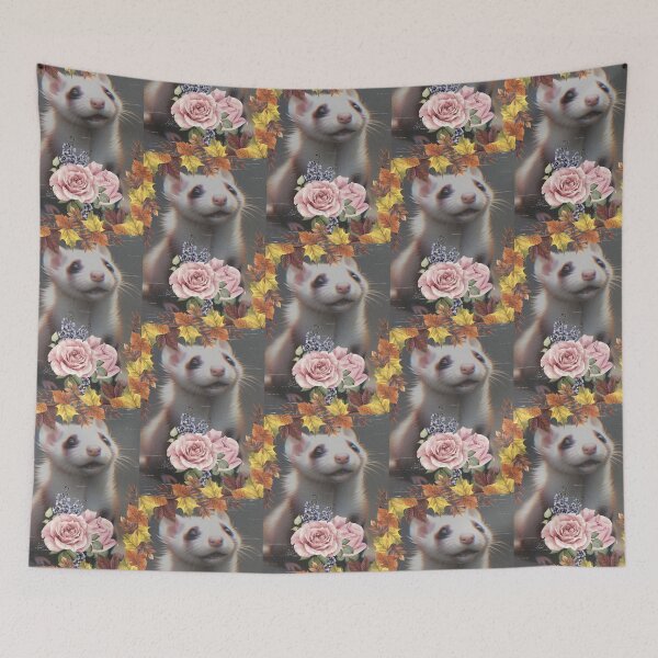 Item preview, Ferret and roses designed and sold by DooksofEarl.