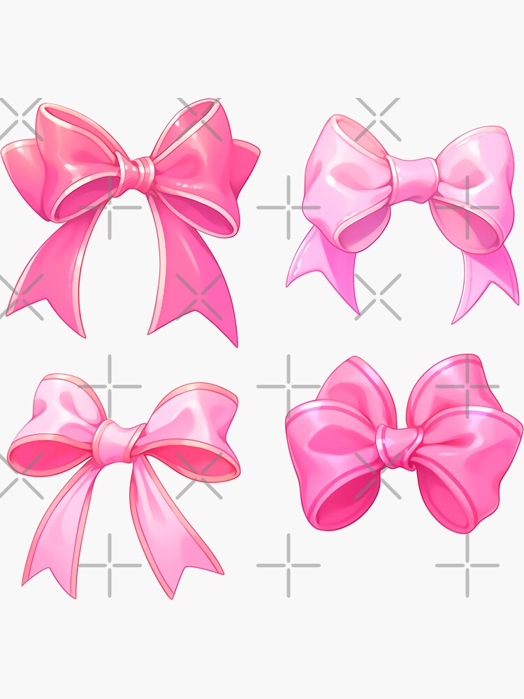 Cute Cartoon Pink Bow Ribbon Illustration Sticker for Sale by