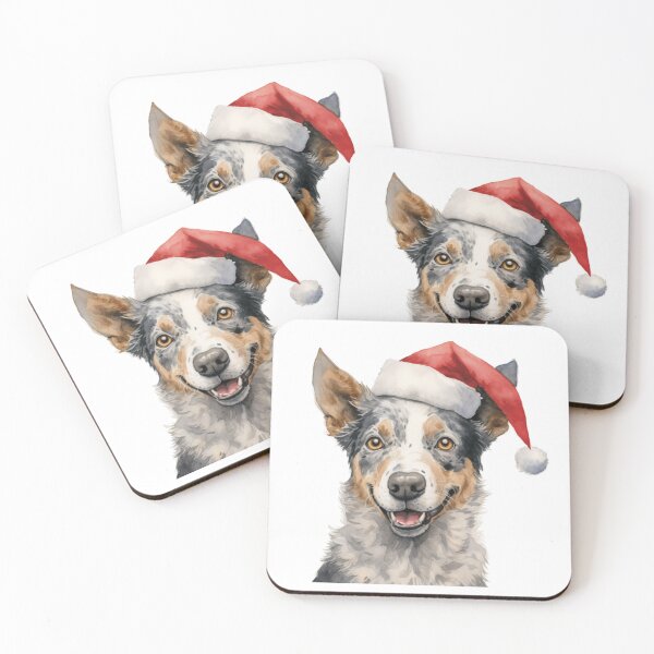 Item preview, Cattle dog with Santa hat, Blue Heeler designed and sold by CreativeDecorCo.