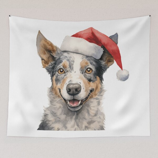 Item preview, Cattle dog with Santa hat, Blue Heeler designed and sold by CreativeDecorCo.