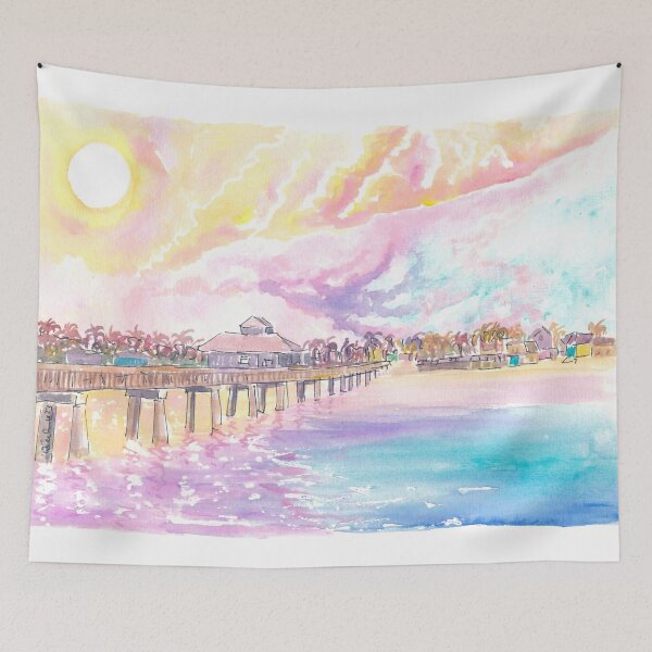 Item preview, Romance in Fort Myers Florida with Fishing Pier in Sunset designed and sold by artshop77.