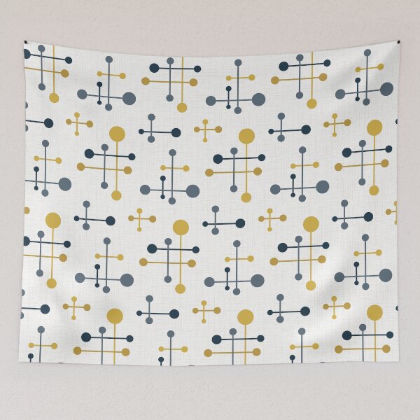Item preview, Mid Century Atomic Age Pattern 36 Navy, Mustard designed and sold by trdstudio.