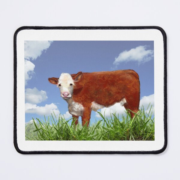 Item preview, Hereford Beef Calf in Grass and Sunshine Ranch or Farm Animal Illustration designed and sold by JoyfulWhimsy.