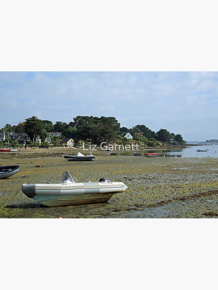 Thumbnail 2 of 2, Greeting Card, www.lizgarnett.com ... Low tide on beach at Kerners, Golfe du Morbihan, Brittany, France designed and sold by lizgarnett.