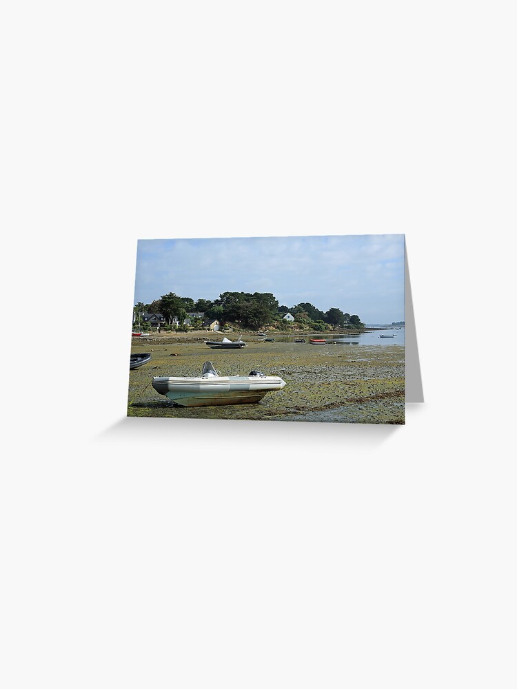 Thumbnail 1 of 2, Greeting Card, www.lizgarnett.com ... Low tide on beach at Kerners, Golfe du Morbihan, Brittany, France designed and sold by lizgarnett.