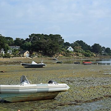 Artwork thumbnail, www.lizgarnett.com ... Low tide on beach at Kerners, Golfe du Morbihan, Brittany, France by Liz Garnett Travel Photographer