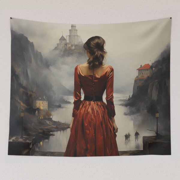 Item preview, Impressionist Enigma: Femme Fatale in Castle Attire designed and sold by oanaunciuleanu.