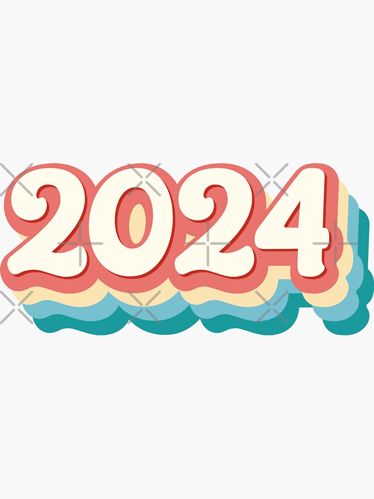 "2024 Happy New Year Retro" Sticker for Sale by HanakiArt Redbubble