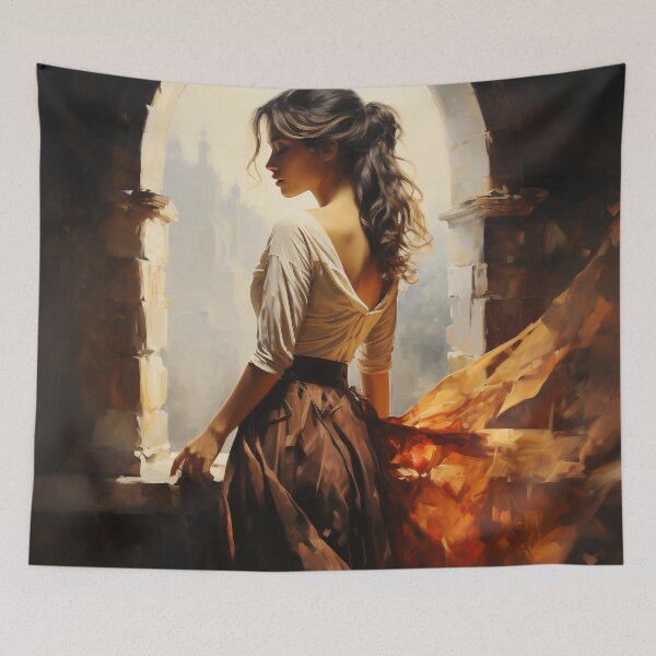 Item preview, Impressionist Enigma: Femme Fatale in Castle Attire designed and sold by oanaunciuleanu.