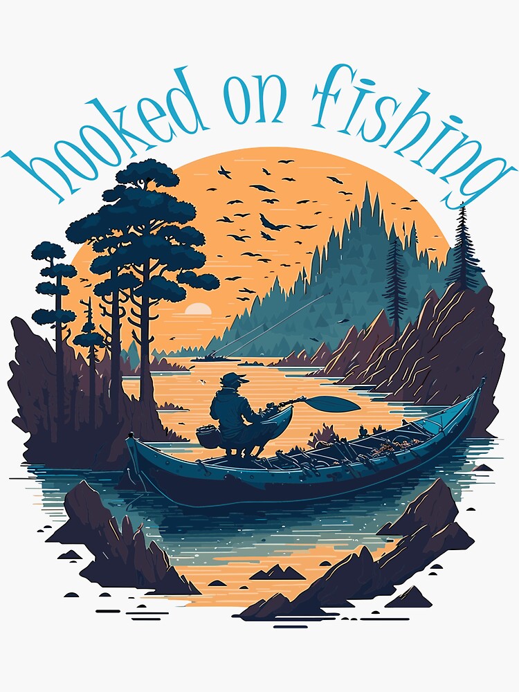 Hooked On Fishing Cool Aesthetic Sticker for Sale by DaikiJapan