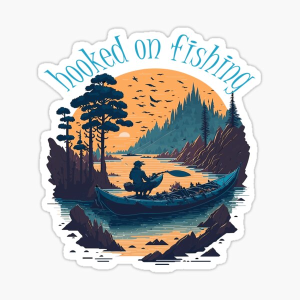 Hooked On Fishing Cool Aesthetic Sticker for Sale by DaikiJapan