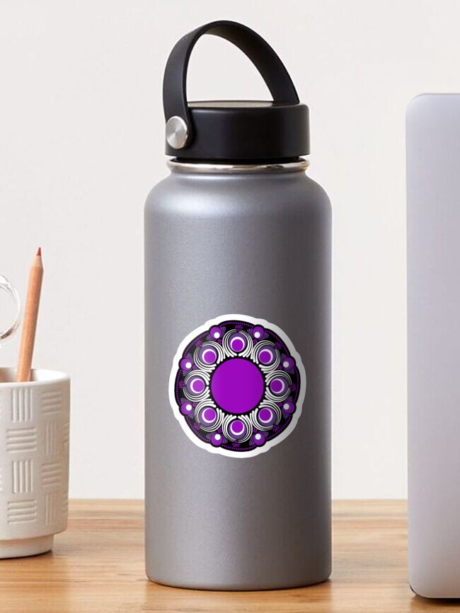 Sticker, Venus Blooming Purple Dot Mandala designed and sold by Triplicate Limited