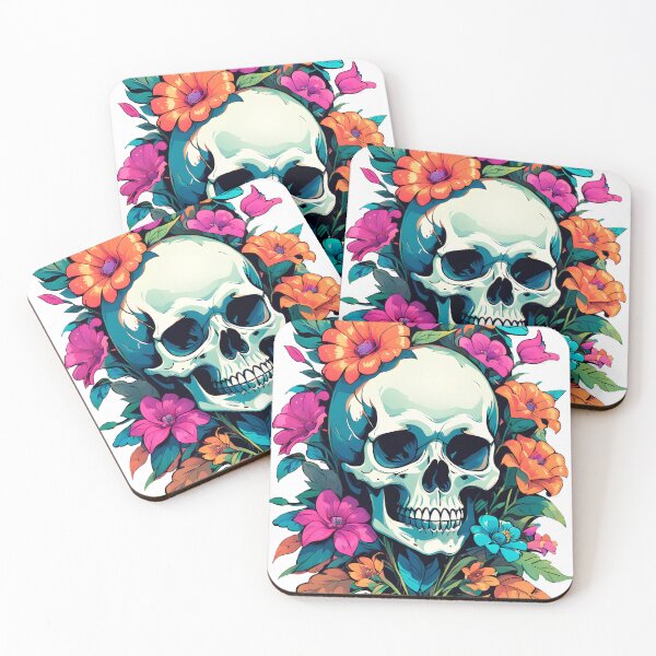 Item preview, skull with flowers designed and sold by CALAMITYMOSS.
