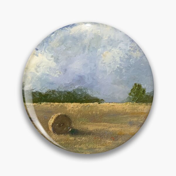 Item preview, Country Farm Scene Hay Bales Landscape Oil Painting Knife Painting designed and sold by JoyfulWhimsy.