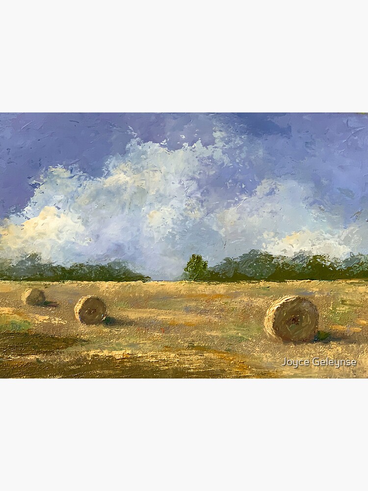 Country Farm Scene Hay Bales Landscape Oil Painting Knife Painting