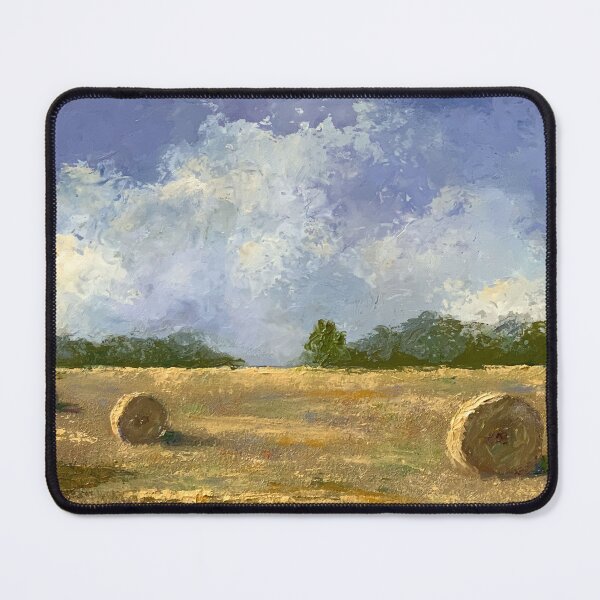 Item preview, Country Farm Scene Hay Bales Landscape Oil Painting Knife Painting designed and sold by JoyfulWhimsy.
