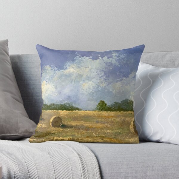 Country Farm Scene Hay Bales Landscape Oil Painting Knife Painting