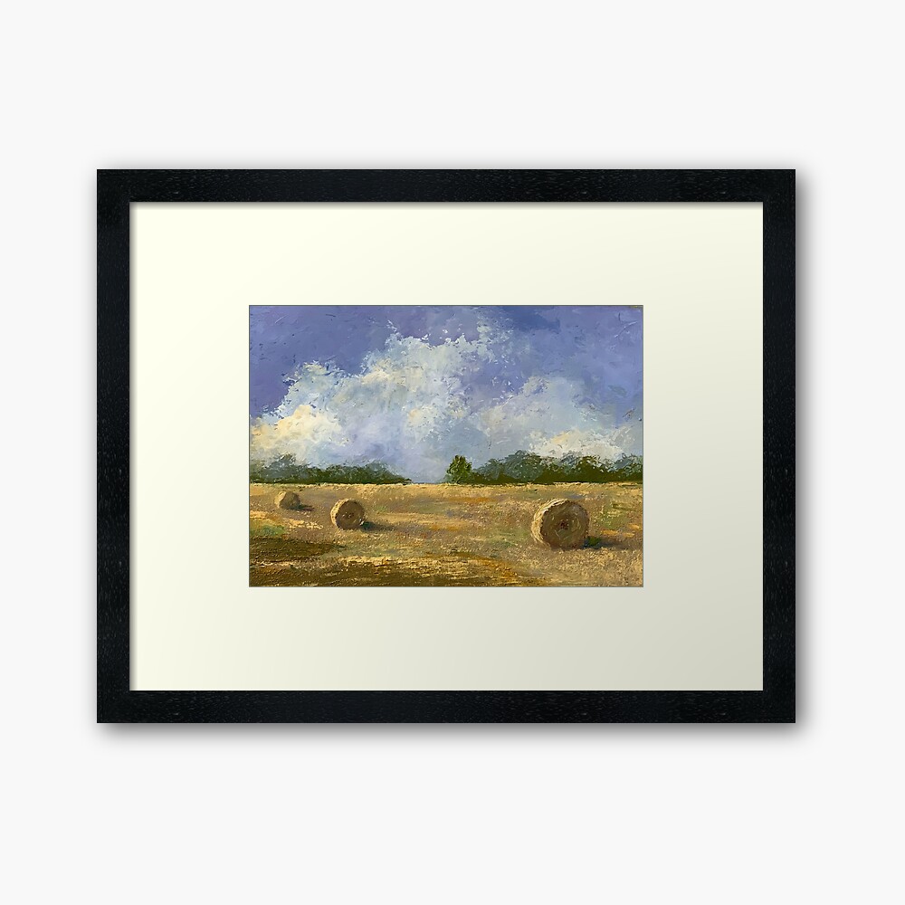Country Farm Scene Hay Bales Landscape Oil Painting Knife Painting