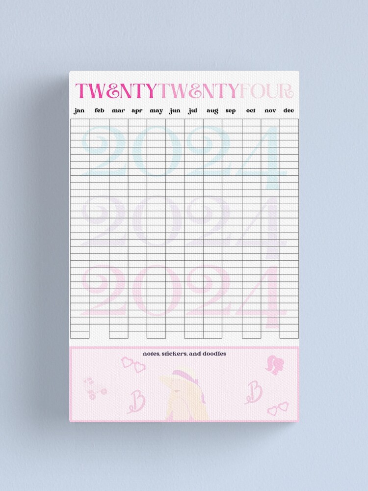 Pink Calendar Stickers Jan-Dec 2024