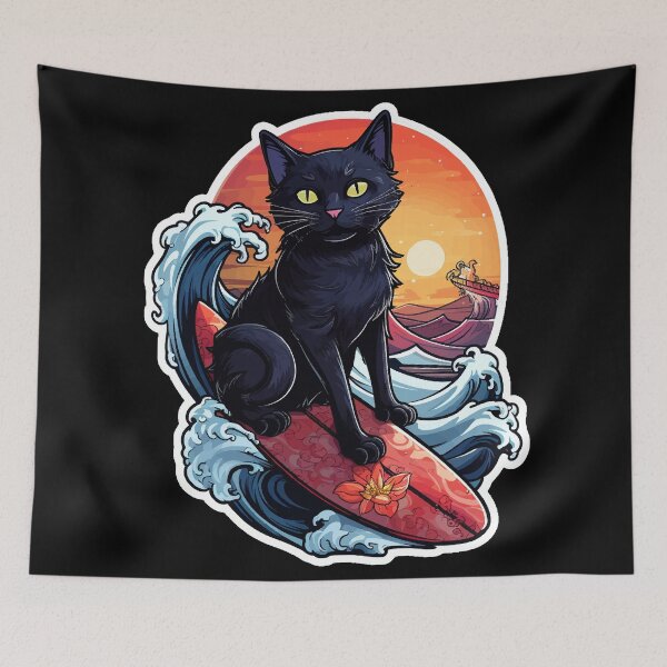 Item preview, Black Cat Surfer designed and sold by VelvetRoom.