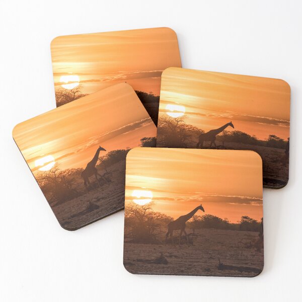 Item preview, Silhouette of a Giraffe at Sunset at Okaukuejo In Etosha National Park designed and sold by Belinda Greb Photography.