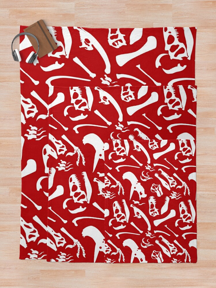 Thumbnail 5 of 6, Throw Blanket, Dinosaur Bones (Red) designed and sold by thekohakudragon.