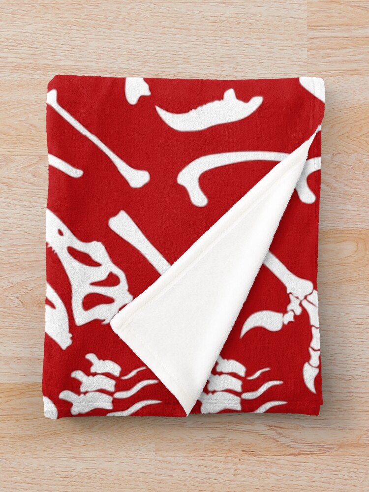 Thumbnail 3 of 6, Throw Blanket, Dinosaur Bones (Red) designed and sold by thekohakudragon.