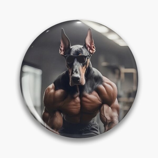 Item preview, Weightlifting At The Fitness Gym With A Bodybuilder Featuring A Natural Ear Doberman Dog designed and sold by yourwelcomee.