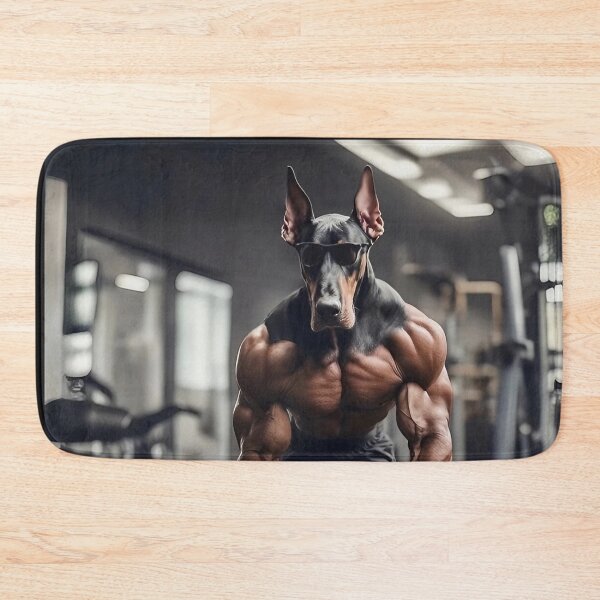 Item preview, Weightlifting At The Fitness Gym With A Bodybuilder Featuring A Natural Ear Doberman Dog designed and sold by yourwelcomee.