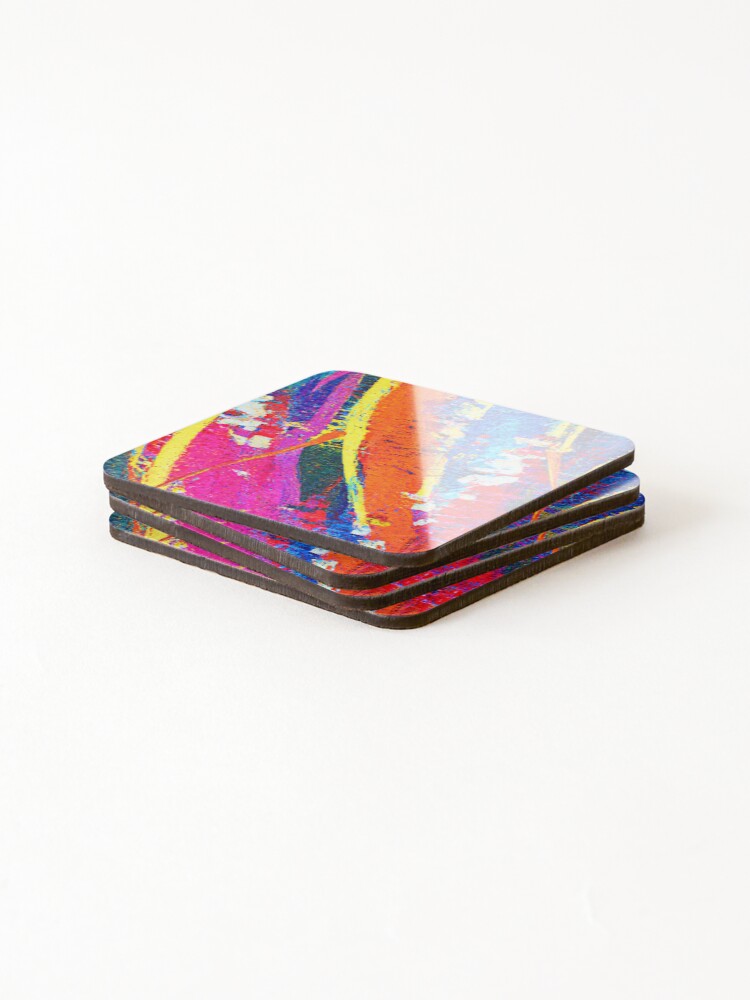 Thumbnail 4 of 5, Coasters (Set of 4), Energizing Colorful Abstract Pattern designed and sold by Unique-Design-4.