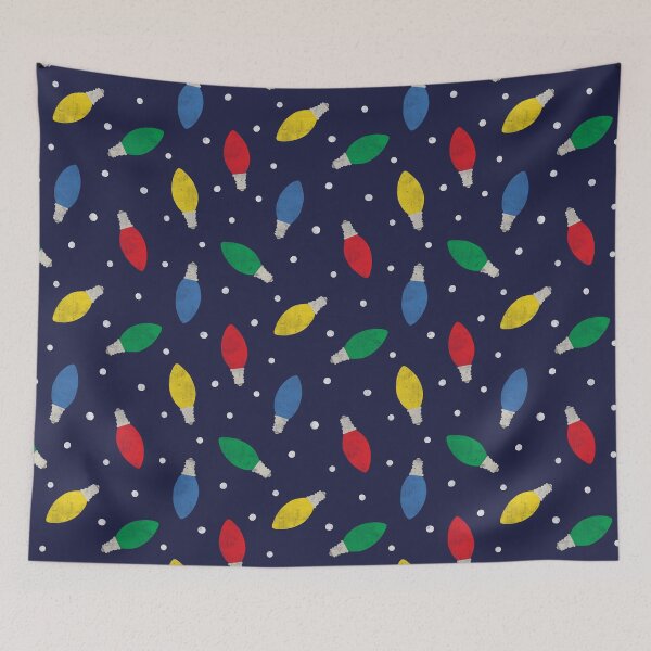 Item preview, Christmas lights - multi color on navy blue designed and sold by littlearrow.