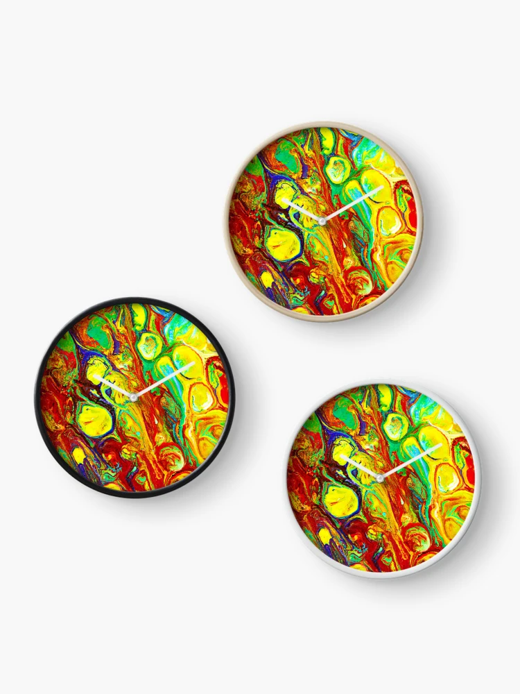Thumbnail 3 of 4, Clock, Colorful Vibrance Pattern designed and sold by Health And Fitness Posts e-Store.