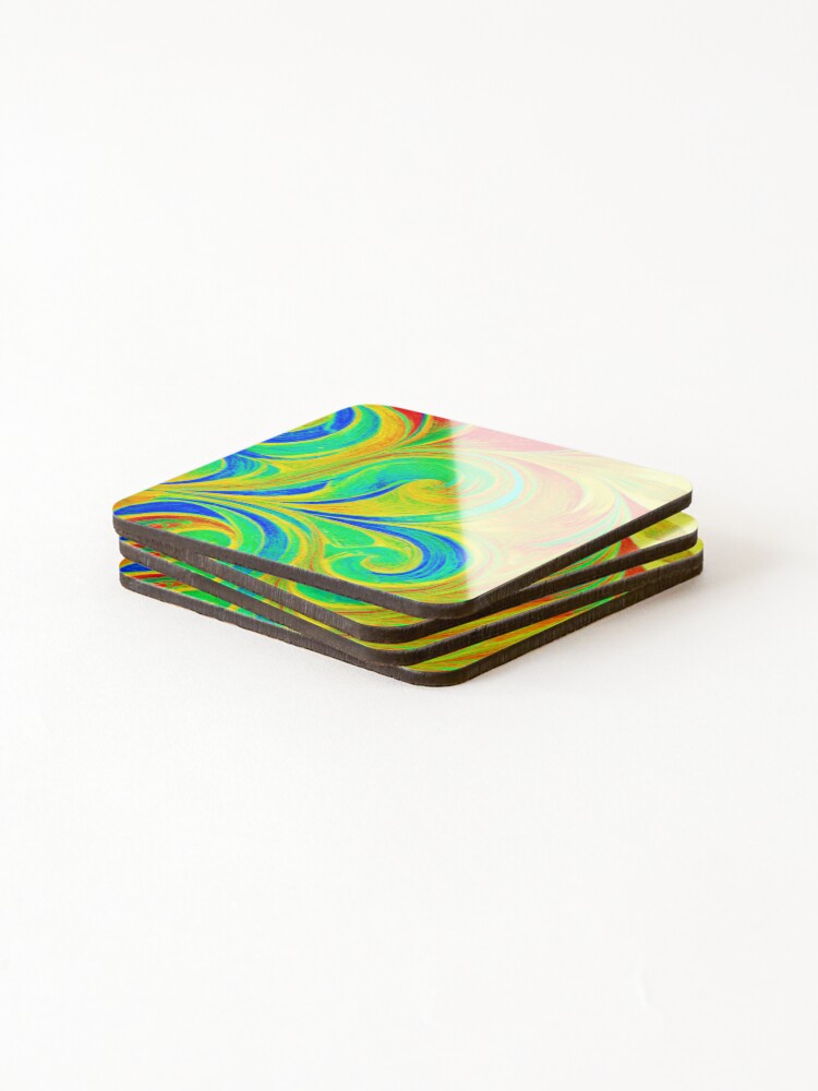 Thumbnail 4 of 5, Coasters (Set of 4), Expressive Colorful Abstract Pattern designed and sold by Unique-Design-4.